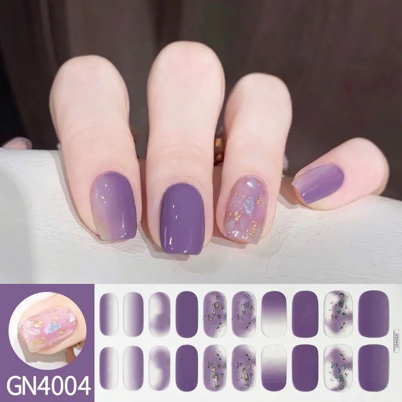 20Pcs Semi-Cured Gel Nail Stickers Full Cover Long Lasting DIY Nail Art Wraps