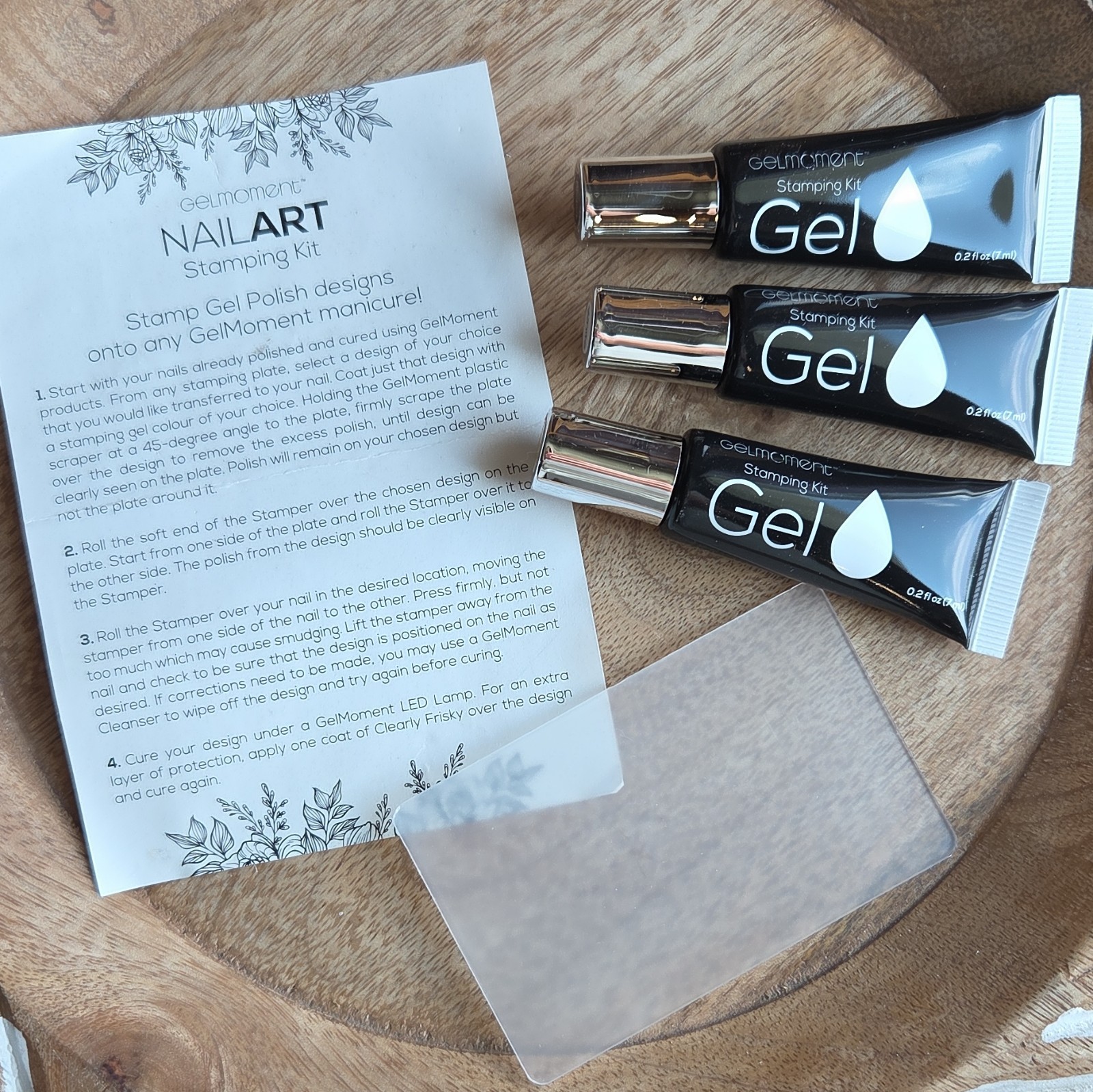 Gelmoment Nail Art Stamping Kit Floral Theme, Black/White/Gold