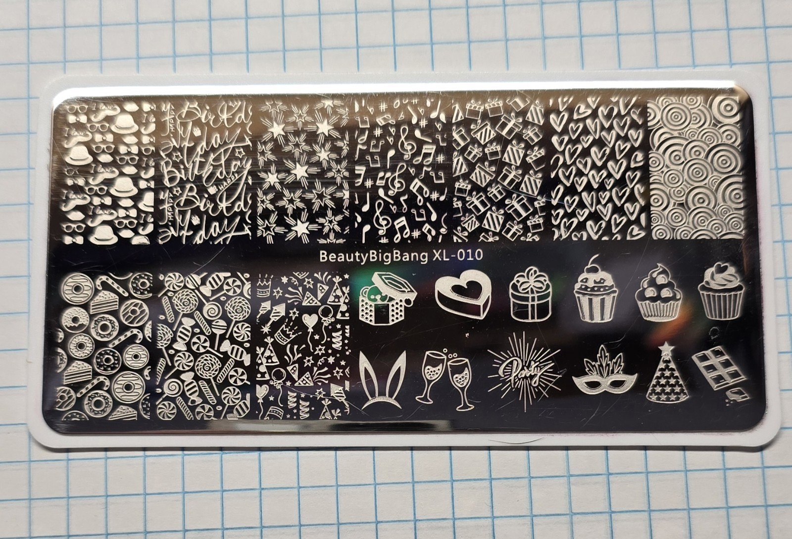 BeautyBigBang XL-010 Nail Stamp Plate Mardi Gras Easter Valentines Day Holidays