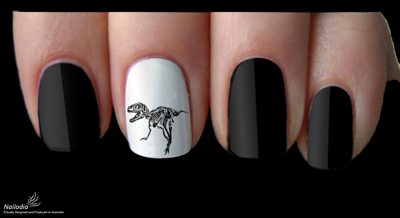 Dinosaur T-Rex Skeleton Nail Art Decal Sticker Water Transfer Slider – Jurassic