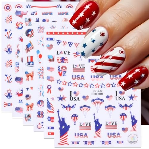 4th of July Nail Art Stickers Decals American Flag Patriotic style7