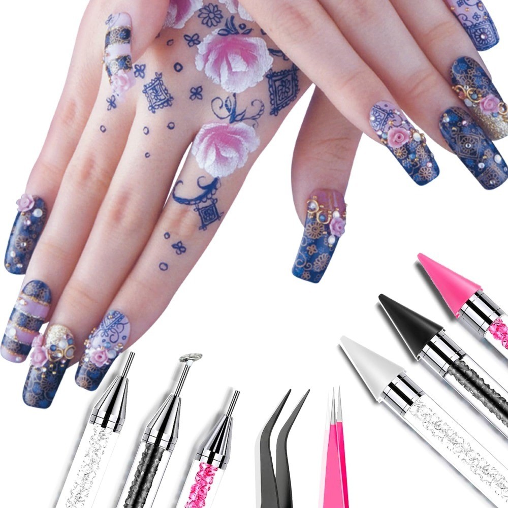 Rhinestone Picker Tool Set with Head Wax Pens Precision Tweezers for Nail
