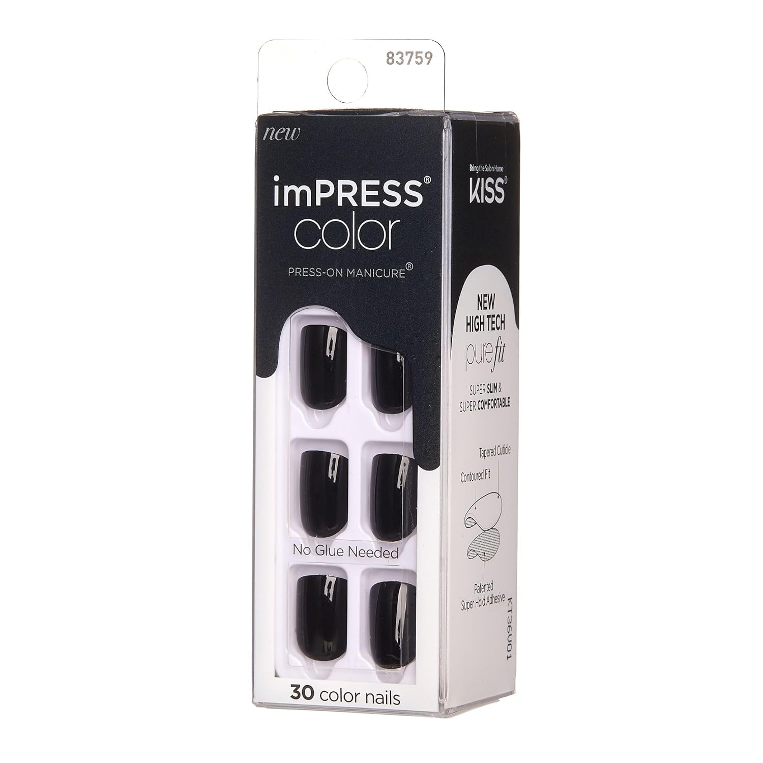 Effortless All Black Short Press-On Nails with Super Hold Adhesive – 30 Count