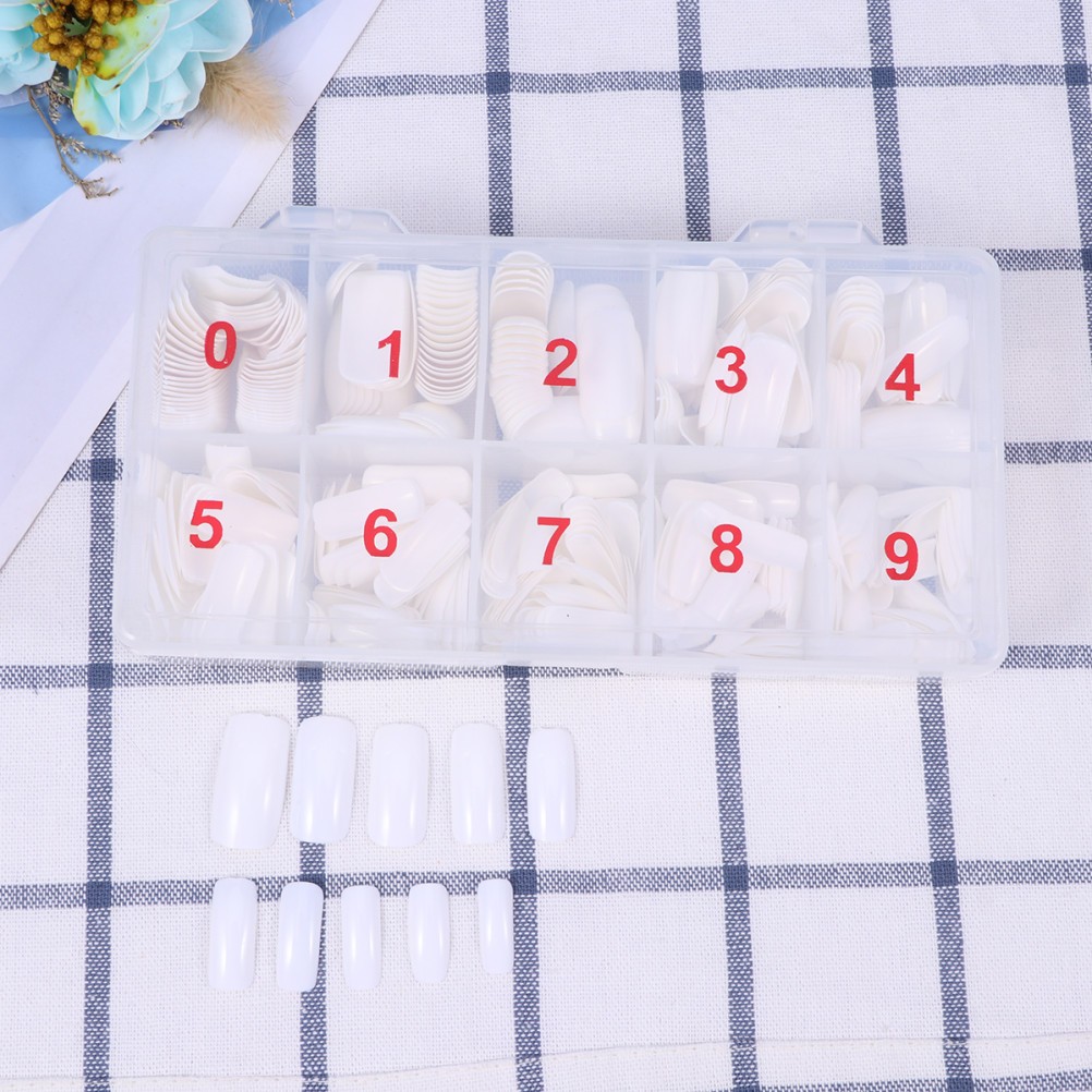 500Pcs Reusable Acrylic Nail Tips Full Cover Artificial False Nails White