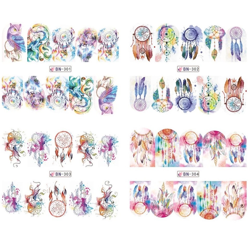 Nail Stickers Water Transfer Dreamcatcher Design Full Wraps Cover Decals Blur UK