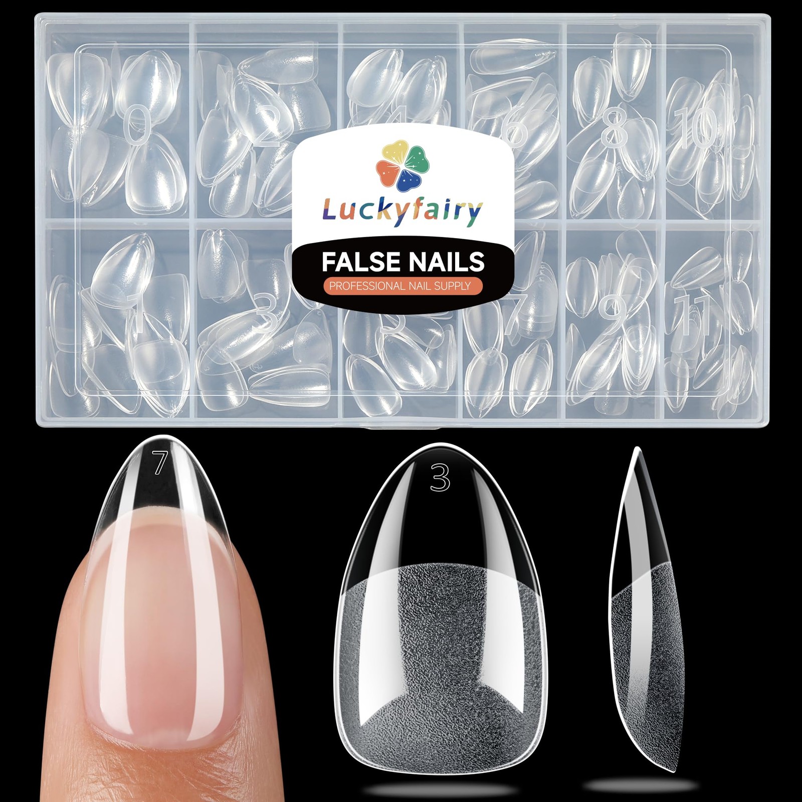 Short Almond Nail Tips – 240pcs Soft Gel Full Cover Acrylic Press-On Nails