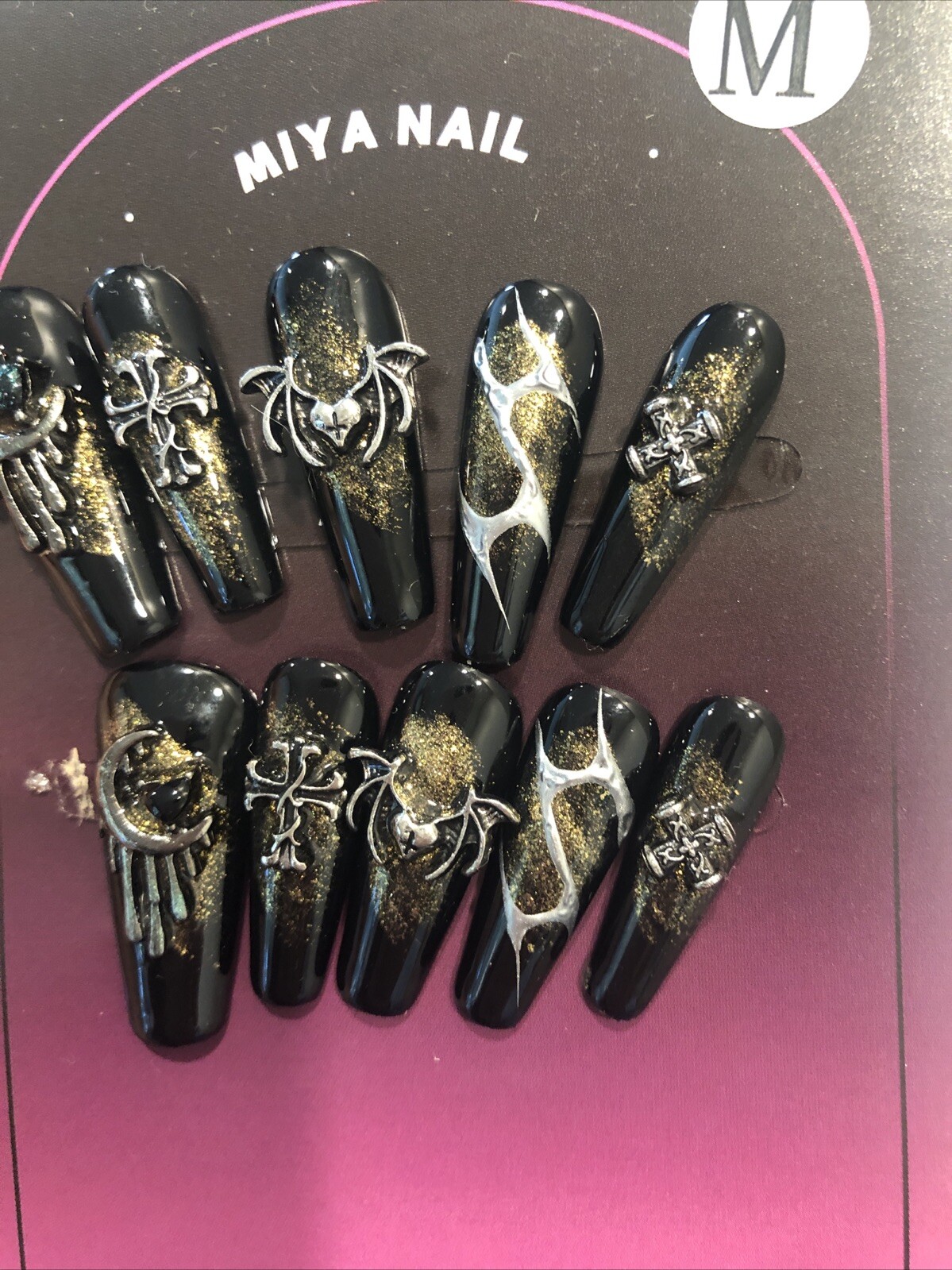 Handmade Paint Halloween press on nails with tools pack SIZE XS, S, M US Seller