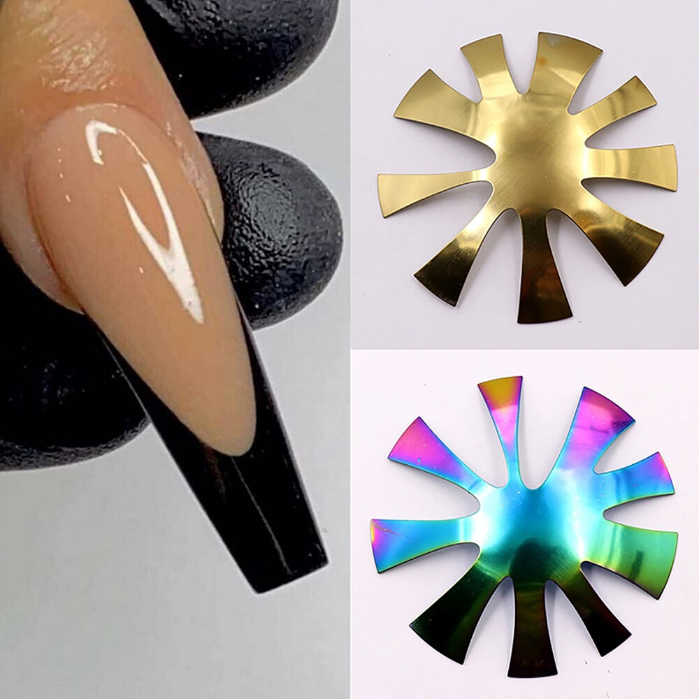 9 Sizes V-Shaped Triangle Nail Cutter French Manicure Nail Deep Steel Plate Tool
