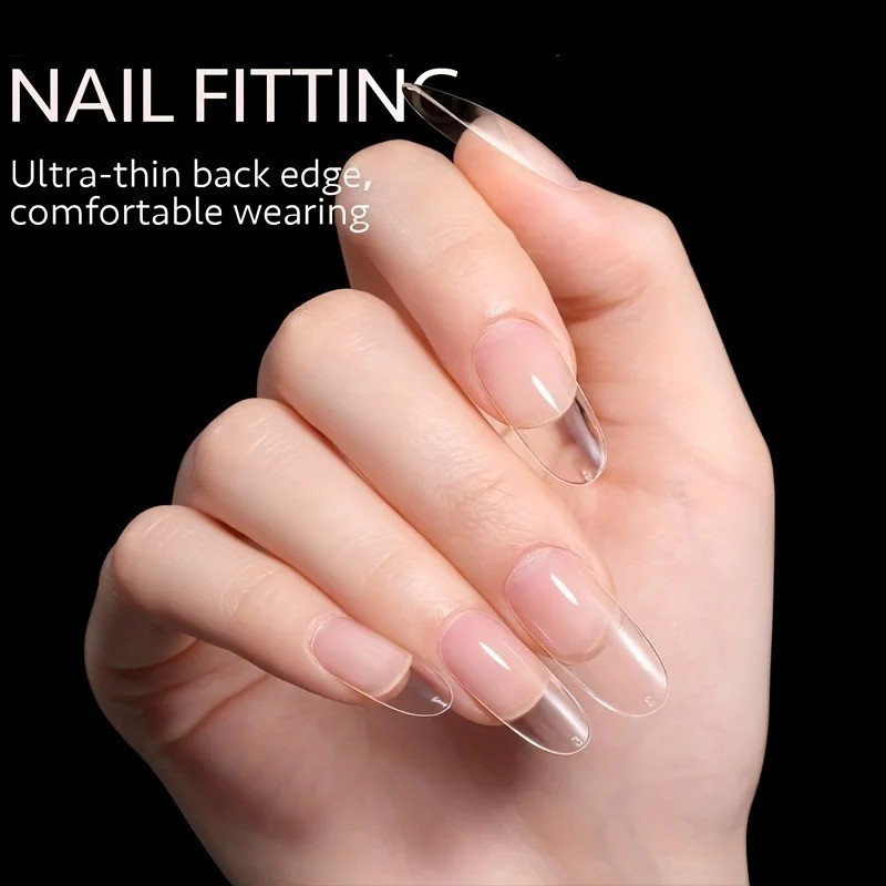 120PCS Medium Long Square Press On Nails French Tip Full Cover Acrylic False Nai