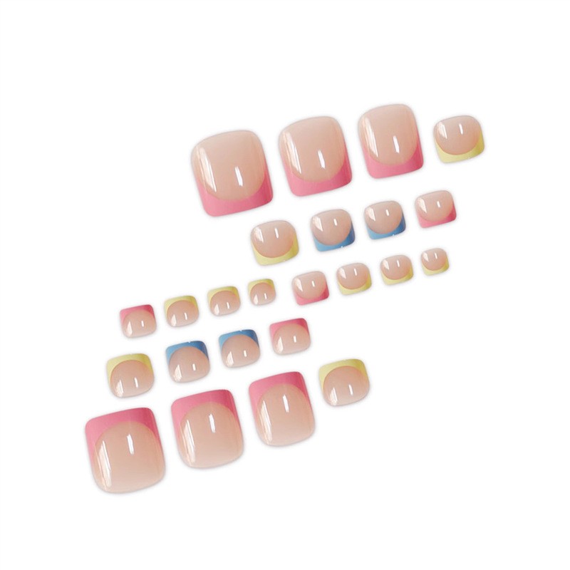 Square Toe Colorful Edge Press On Nails Removable Fashion Nail Tips Wholesale