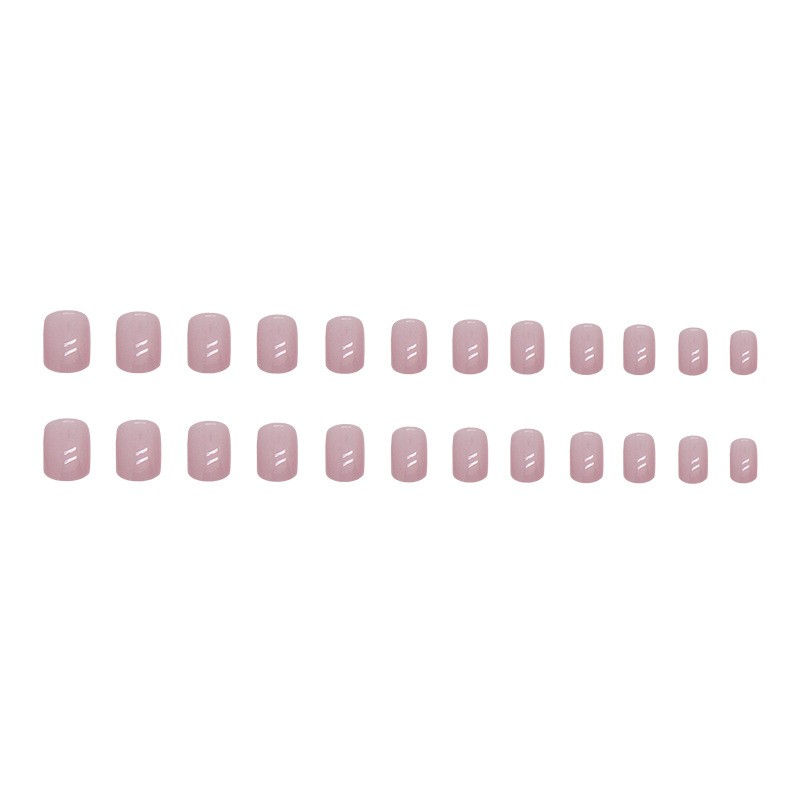 48pcs Short Almond Press on Nails, Pale Pink Nude Clear Gloss Simple Daily Nails