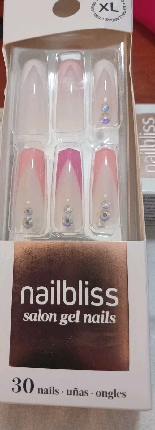 1 Dashing Diva nailbliss Glue-On Nail Kit XL white & pink 30 nails total seal