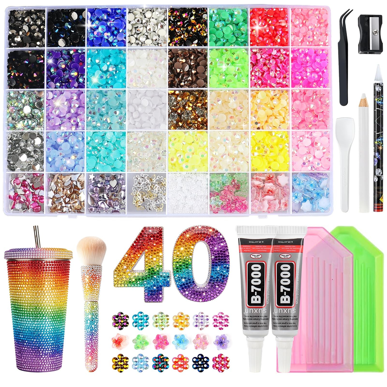 33000Pcs Jelly Rhinestones Bedazzling Kit, 32 Colors 3mm Resin Flatback Gems …