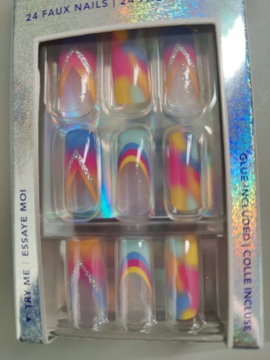Fake Nails Claire’s 24 Faux Nails MultiColor New Vegan Princess Style Print