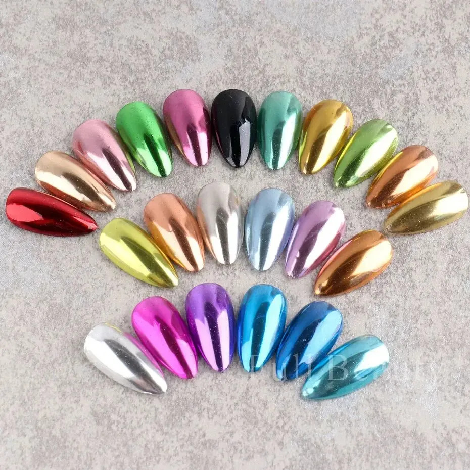 23 Colors Metallic Chrome Nail Powder Set Y2K Magic Mirror Gold Silver Decor