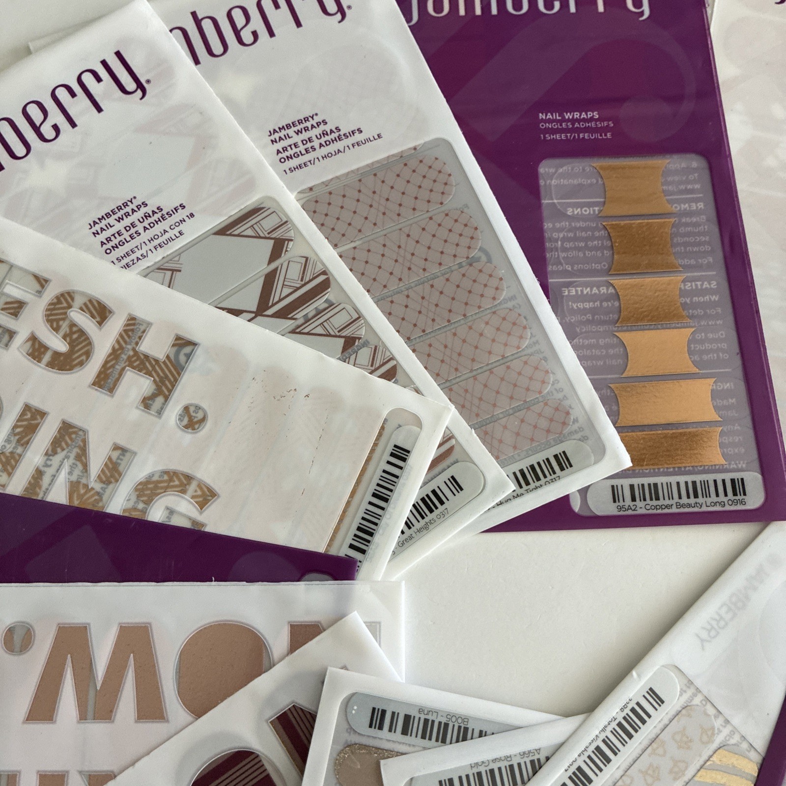NEW ALL Gold /RoseGold Jamberry Lot Of 15 Full Sheets Nail Wraps