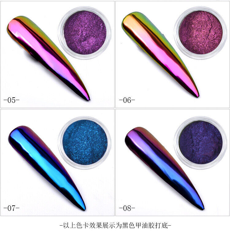 8 Boxes/Set Mirror Nail Art Glitter Powder Nail Chrome Pigment Dust Manicure Tip