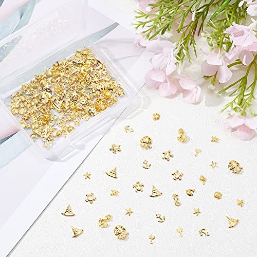 176pcs 11 Style Ocean Resin Filler Gold Sea Theme Resin Charms Shell Star