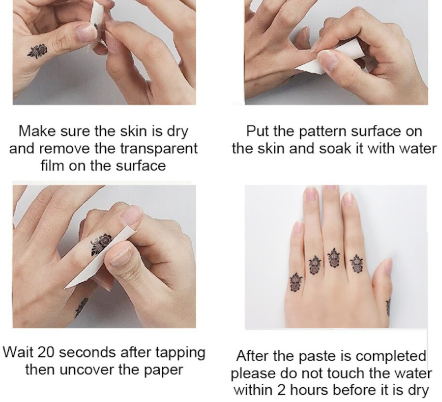 Temporary Stickers Personality Waterproof Black Lace Flower Finger Tattoo NH9