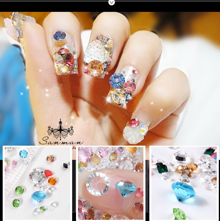 8g Mixed Color Glass Rhinestones Pointed Bottom Rhinestone Crystal Bead Nail Art