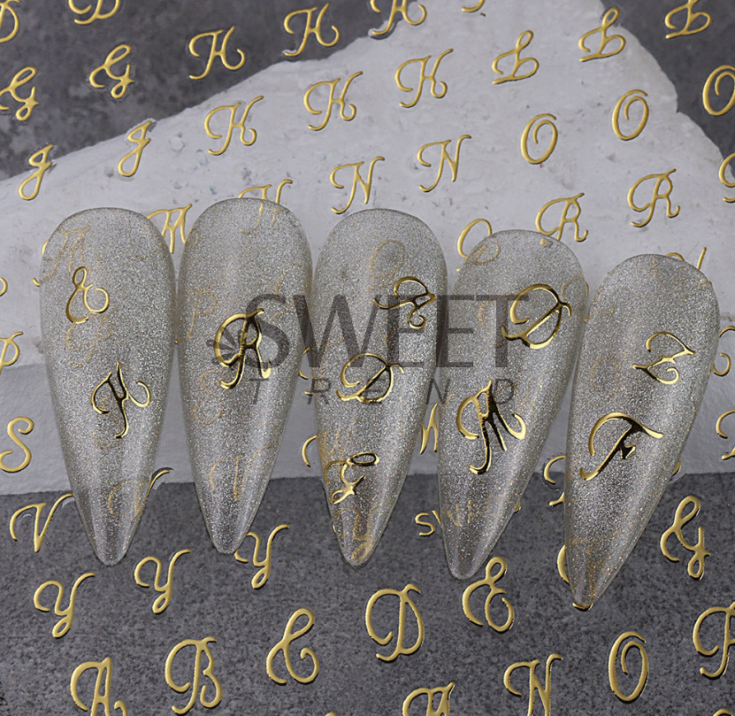 Nail Art 3D Decal Stickers Latin Roman English Alphabet Letters Uppercase NH23