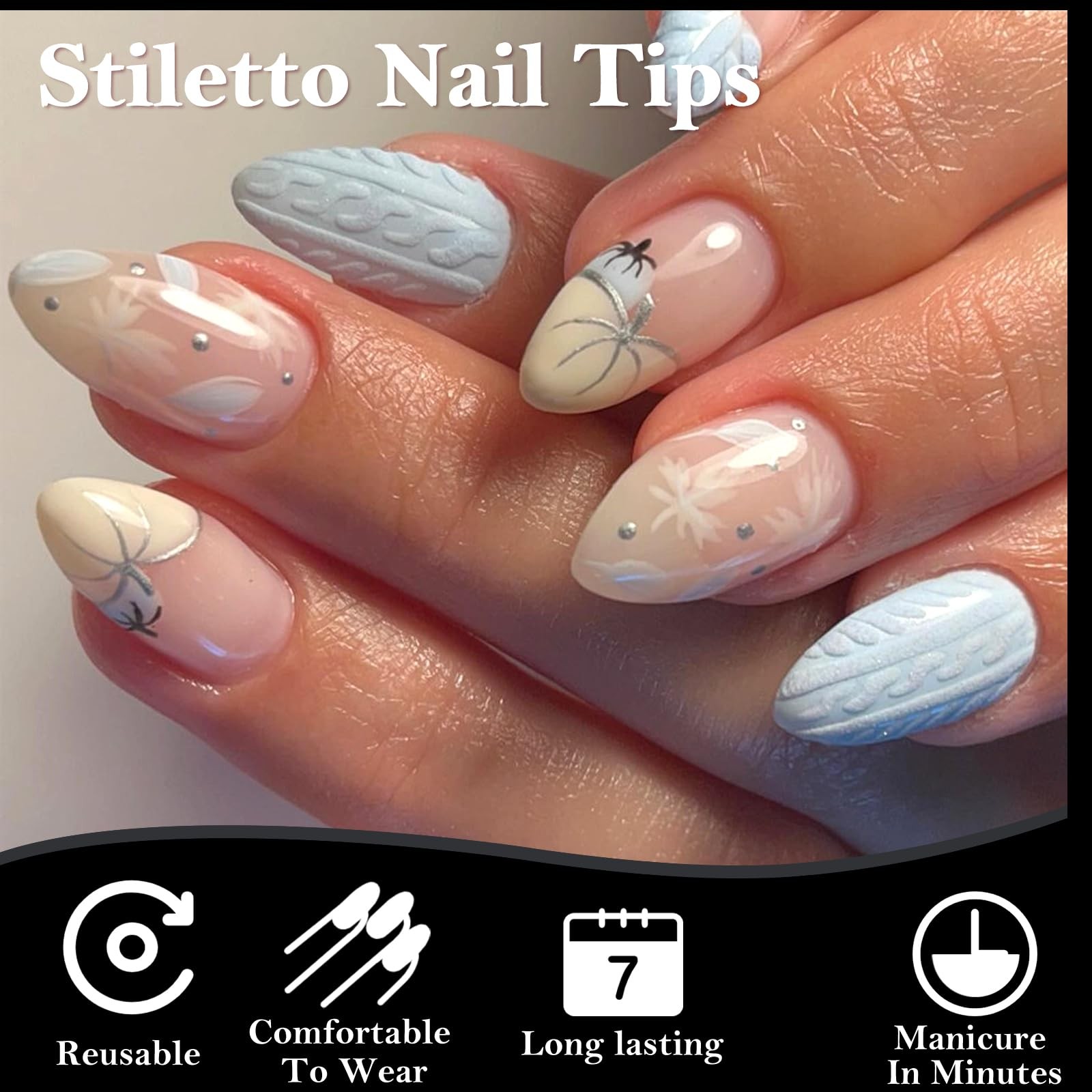 Short Stiletto Gel Nail Tips, 240pcs Acrylic Nail Tips Full Cover Clear Press…