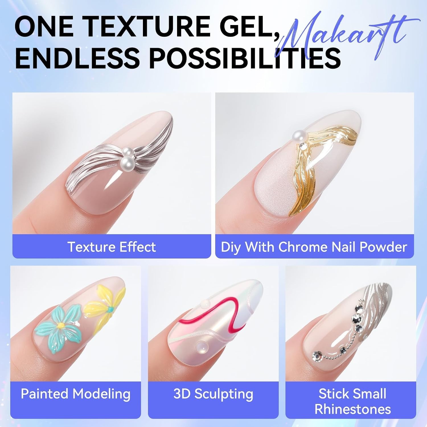 Versatile Clear 3D Nail Art Gel for All Nail Types – Easy to Apply & Mix