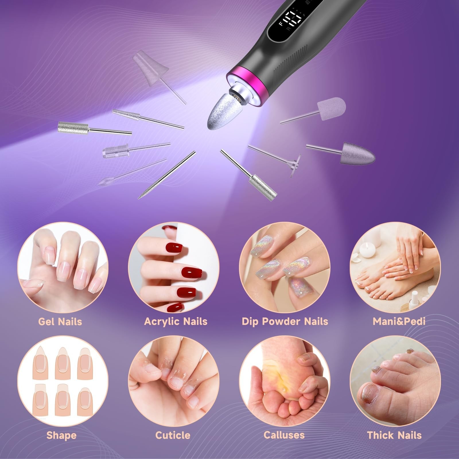 Professional Nail Drill,Electric Nail File kit for Acrylic Gel Nails,Electric…