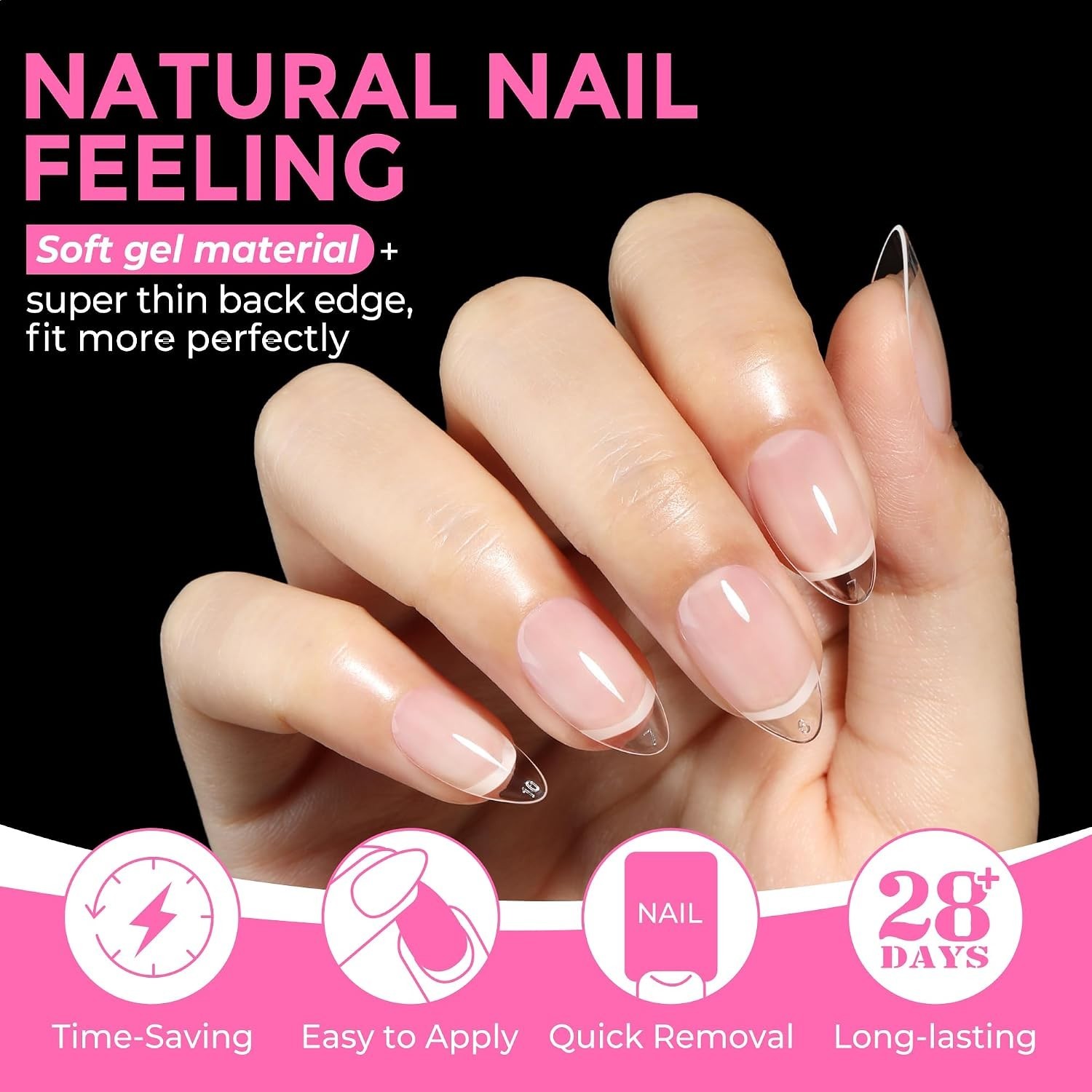 216PCS Short Almond Soft Gel Nail Tips for Natural, Easy DIY Manicures