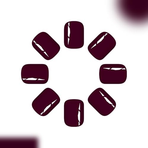 Purple Press on Nails – Dark Purple Fake Nails | Short Square Acrylic A24