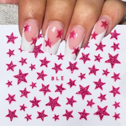 10 Sheets Star Nail Art Stickers 3D Self Adhesive Shinny Glitter Star Style-7