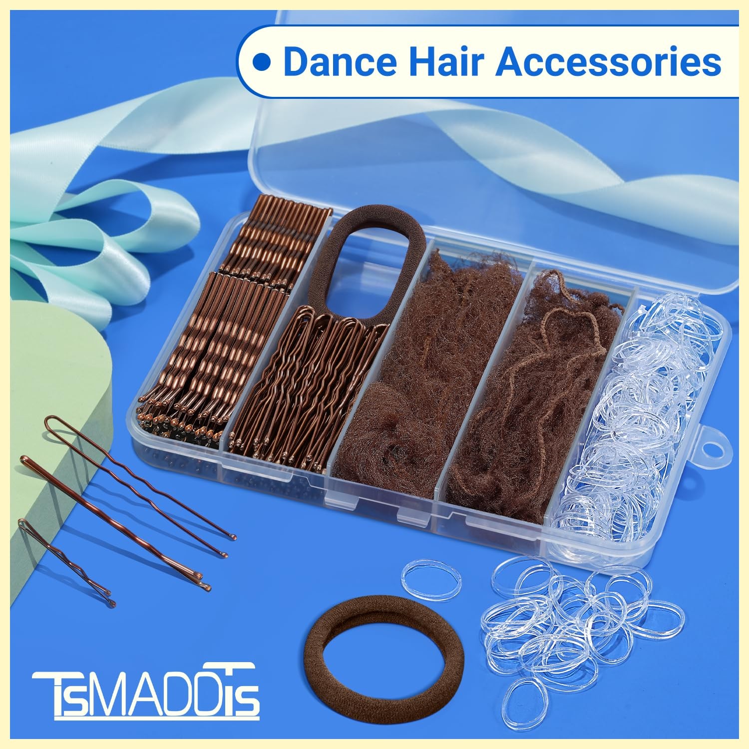 TsMADDTs Bobby Pins and Hair Nets Set, 1 Count (Pack of 1), brown