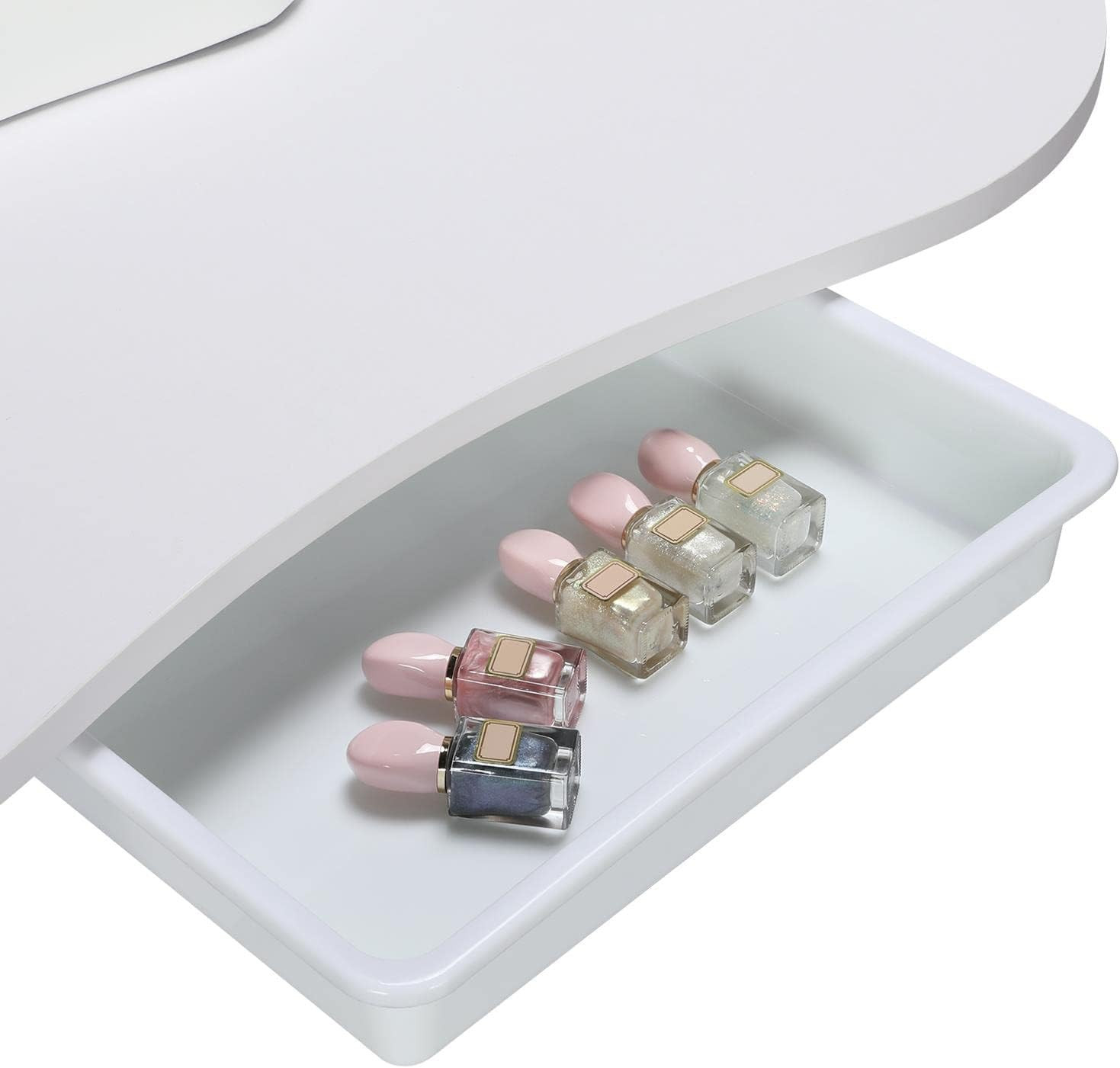 37″ Foldable Manicure Nail Table Portable with Wheels, White | MDF Tabletop & Ir