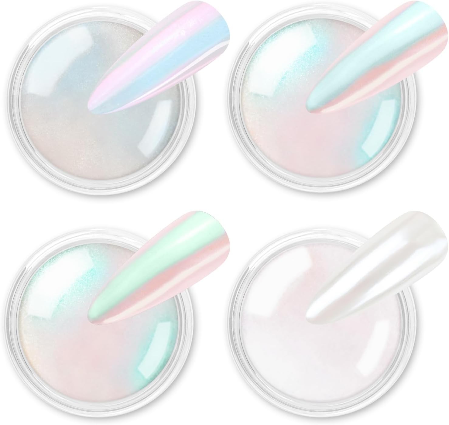 Metallic Mirror Effect Nail Glitter – 4-Piece Mermaid Set with Applicators