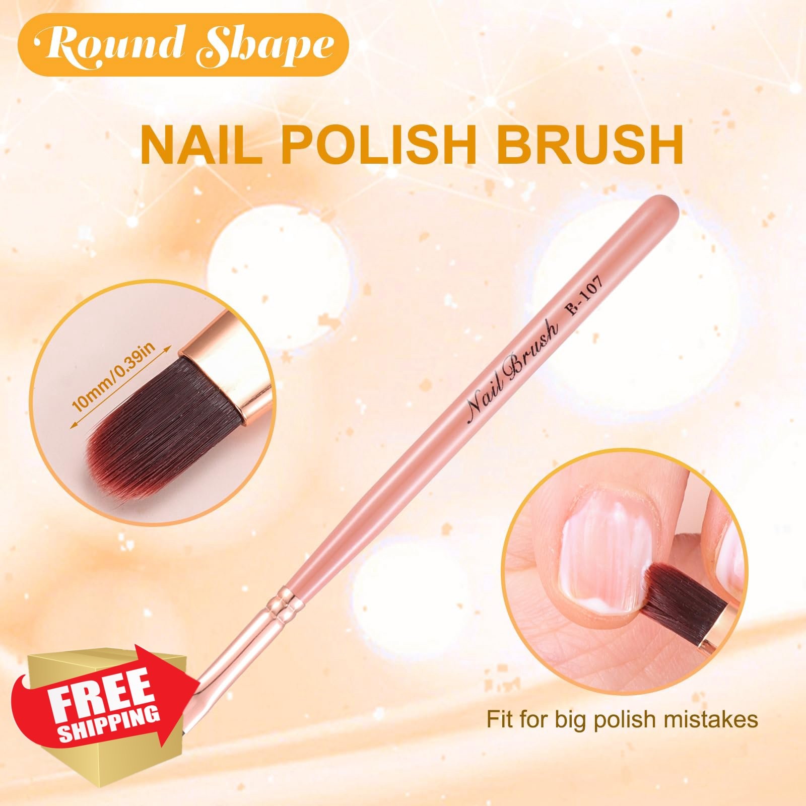 INENK Nail Art Clean Up Brushes Pink