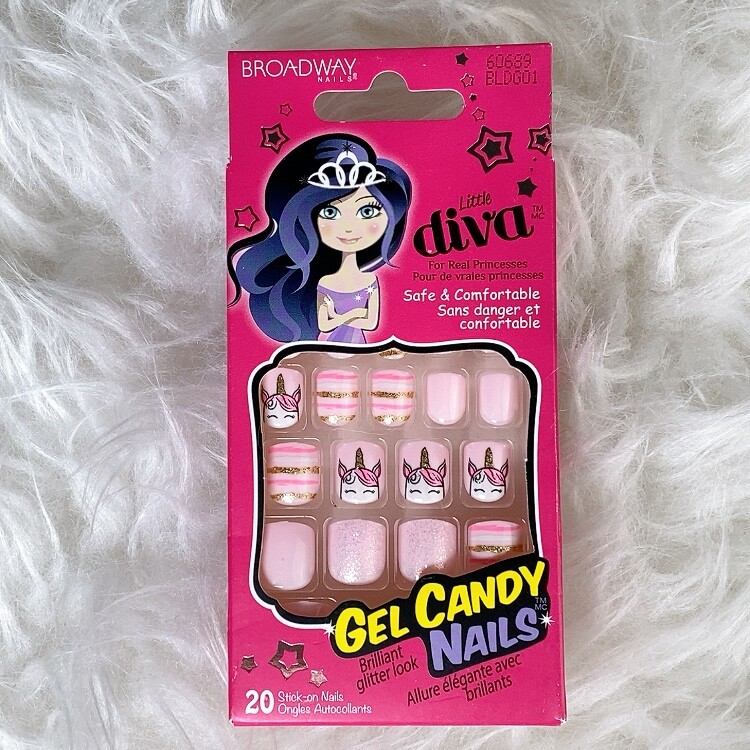 Broadway Kiss Little Diva Press On Nails Gel Candy for Girls Pinks Purple Aqua