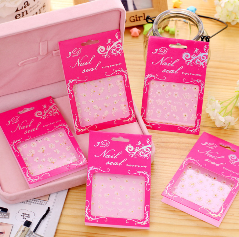 Heart Rose Daisy Flower Rhinestone Lace Stripe 3D Nail Art Stickers Decals NS42