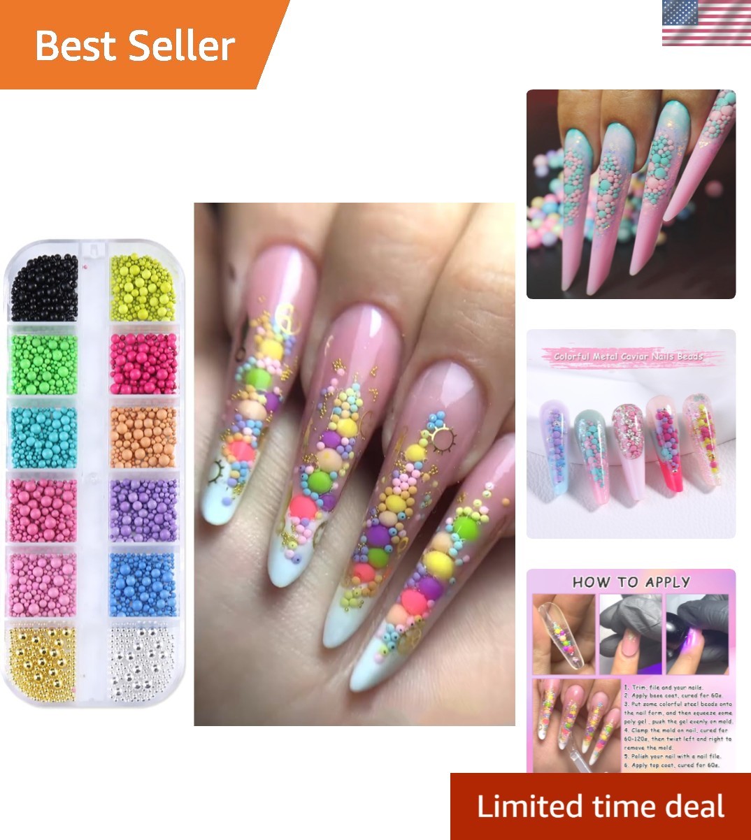 Colorful 3D Nail Rivets – Metal Beads for Gorgeous Acrylic Nail Art