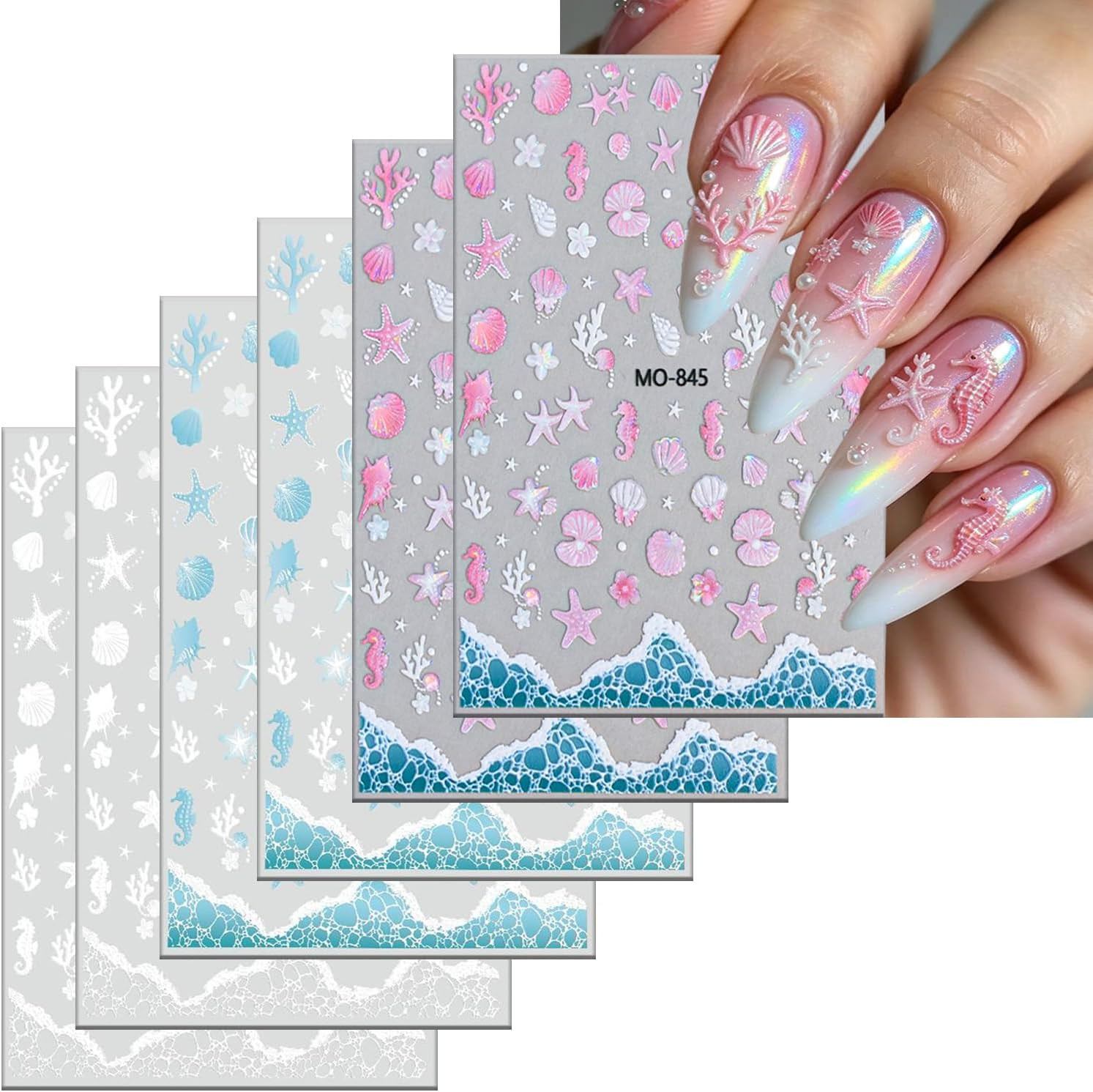 5D Embossed Gold Line Flower Nail Stickers – 2 Sheets Self-Adhesive Pink Floral