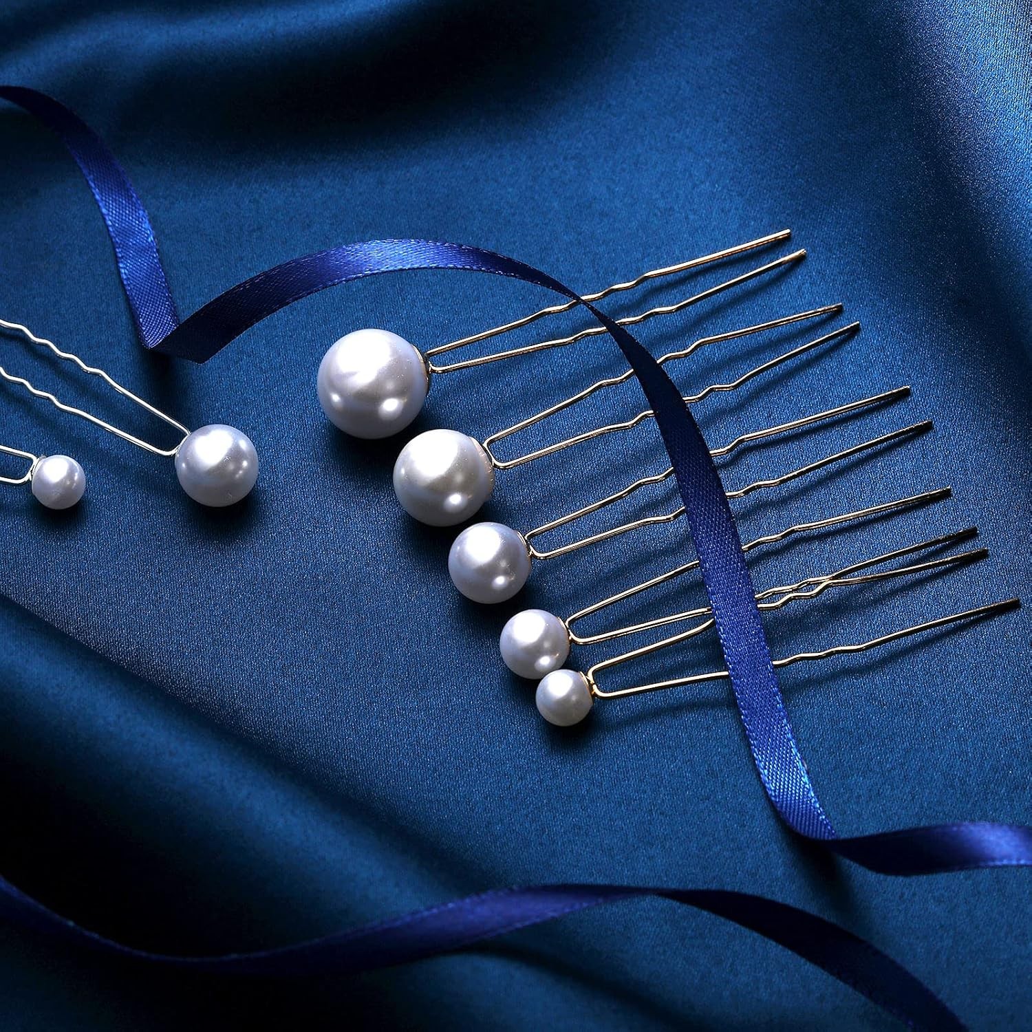 32 Pieces Wedding Pearl Hair Pins Bridal Rhinestone Silver