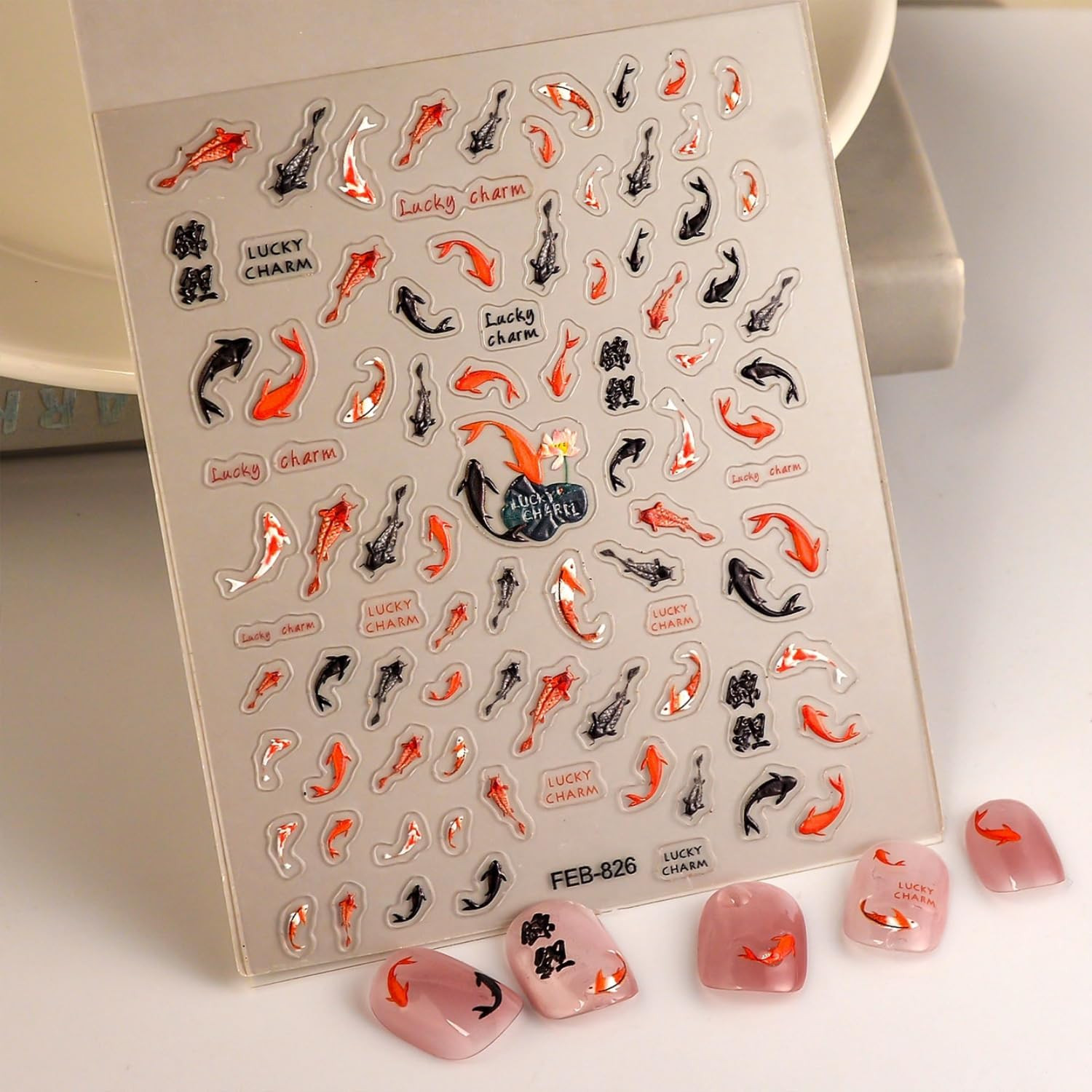 Spring Summer Nail Art Stickers 5D Embossed Nail Decals for Acrylic Nails Black