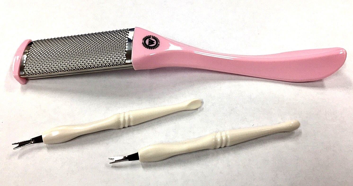 2X Nail Cuticle Tool Pusher Trimmer Remover + 1X Pedicure Rasp Foot File
