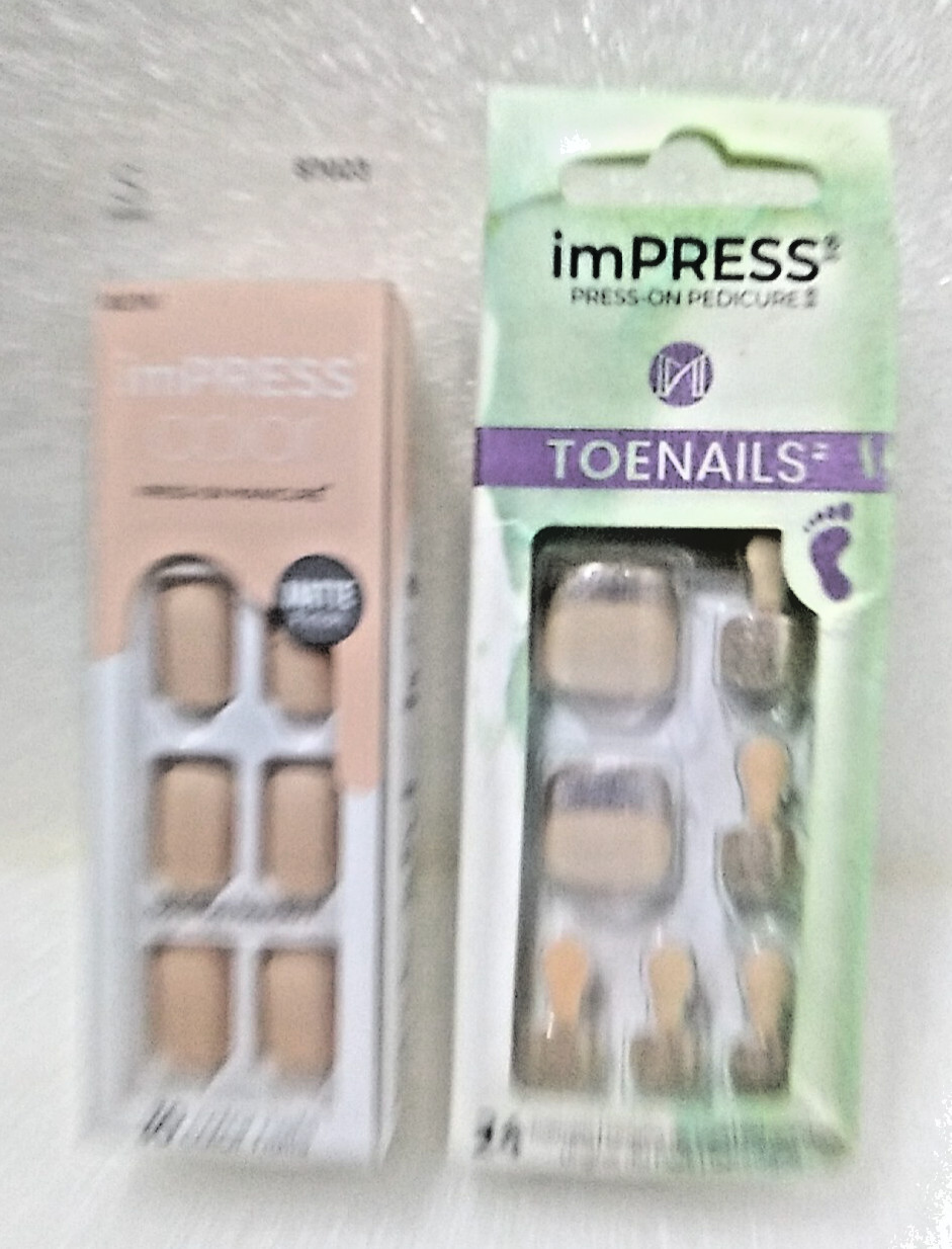 imPRESS Press-On Manicure (87023/Short) 30ct Nails ~AND Press-On Pedicure (24ct)