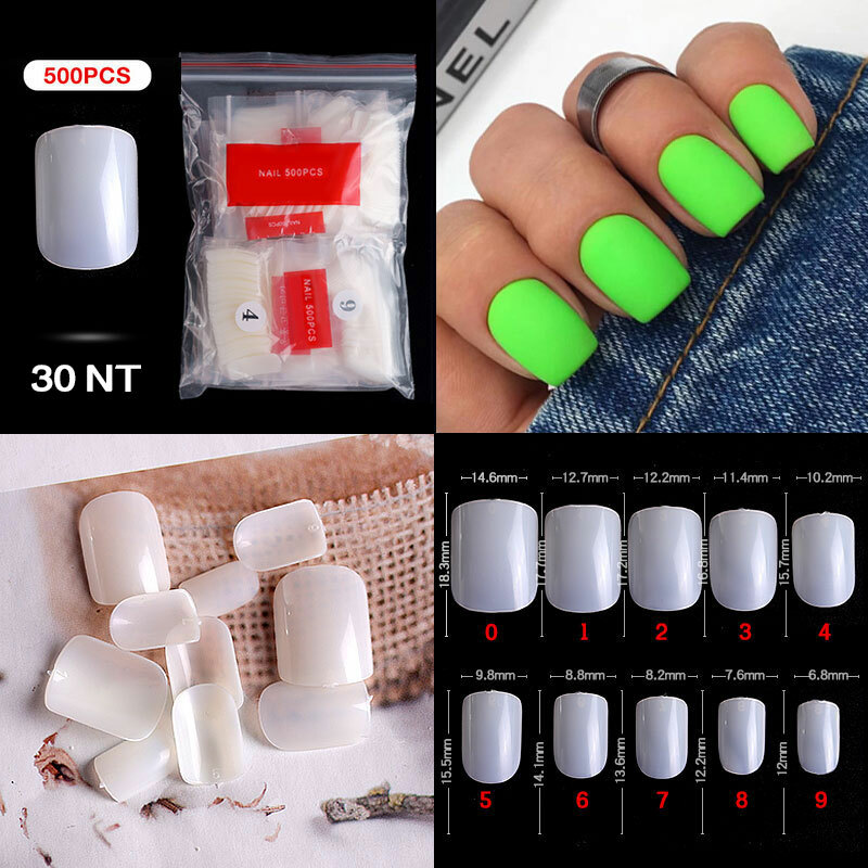 500Pcs French Acrylic False Nail Tips Coffin Stiletto Almond Nails Natural Clear