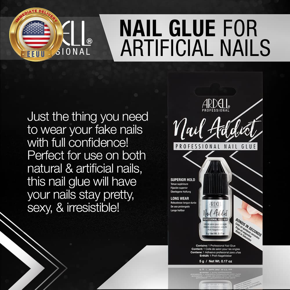 Professional Nail Addict, Superior Hold Nail Glue, Long-Lasting Adhesive for Fak