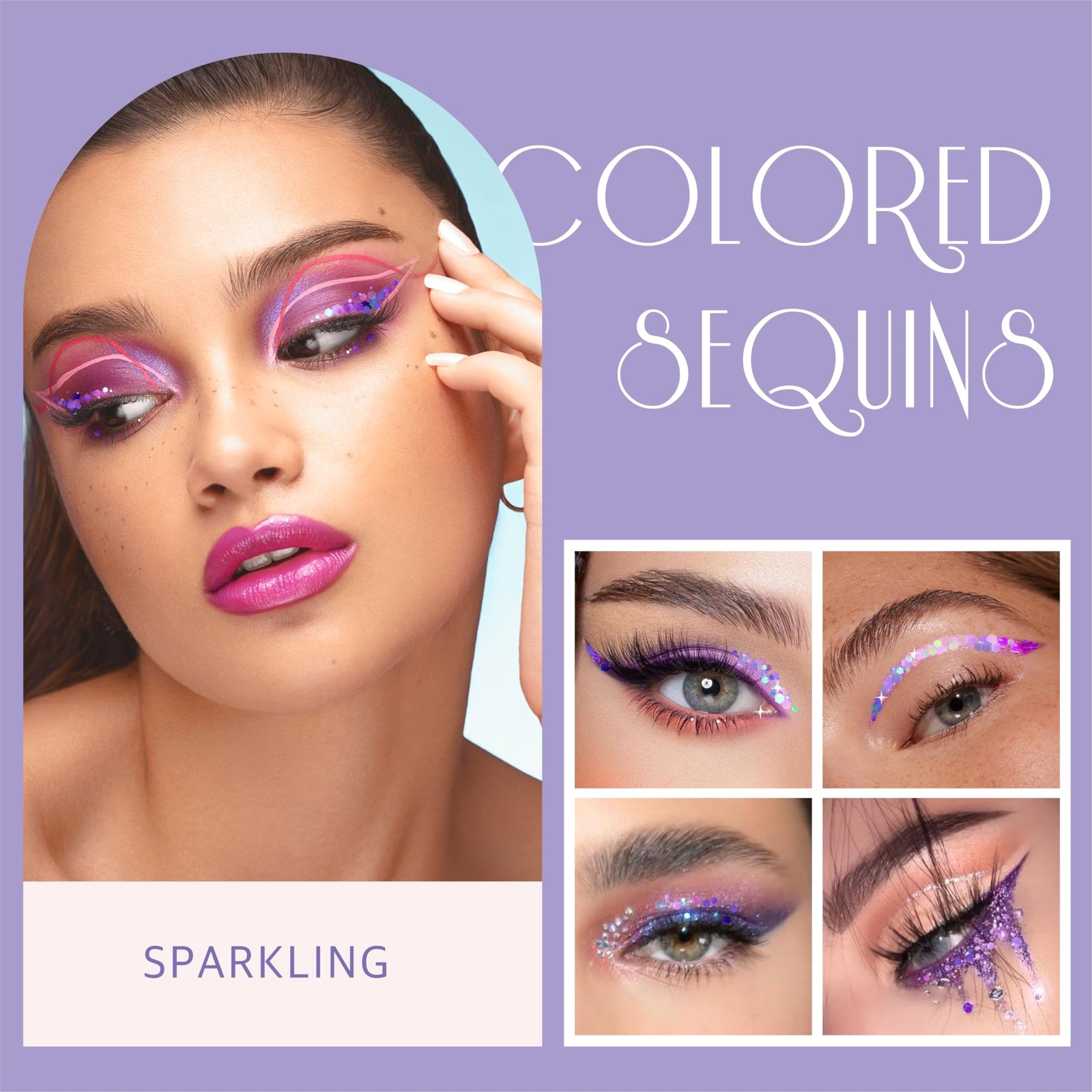 8-Jar Mermaid Purple Glitter Set, Holographic Fine Powder & 1mm & 2mm & 3mm S…