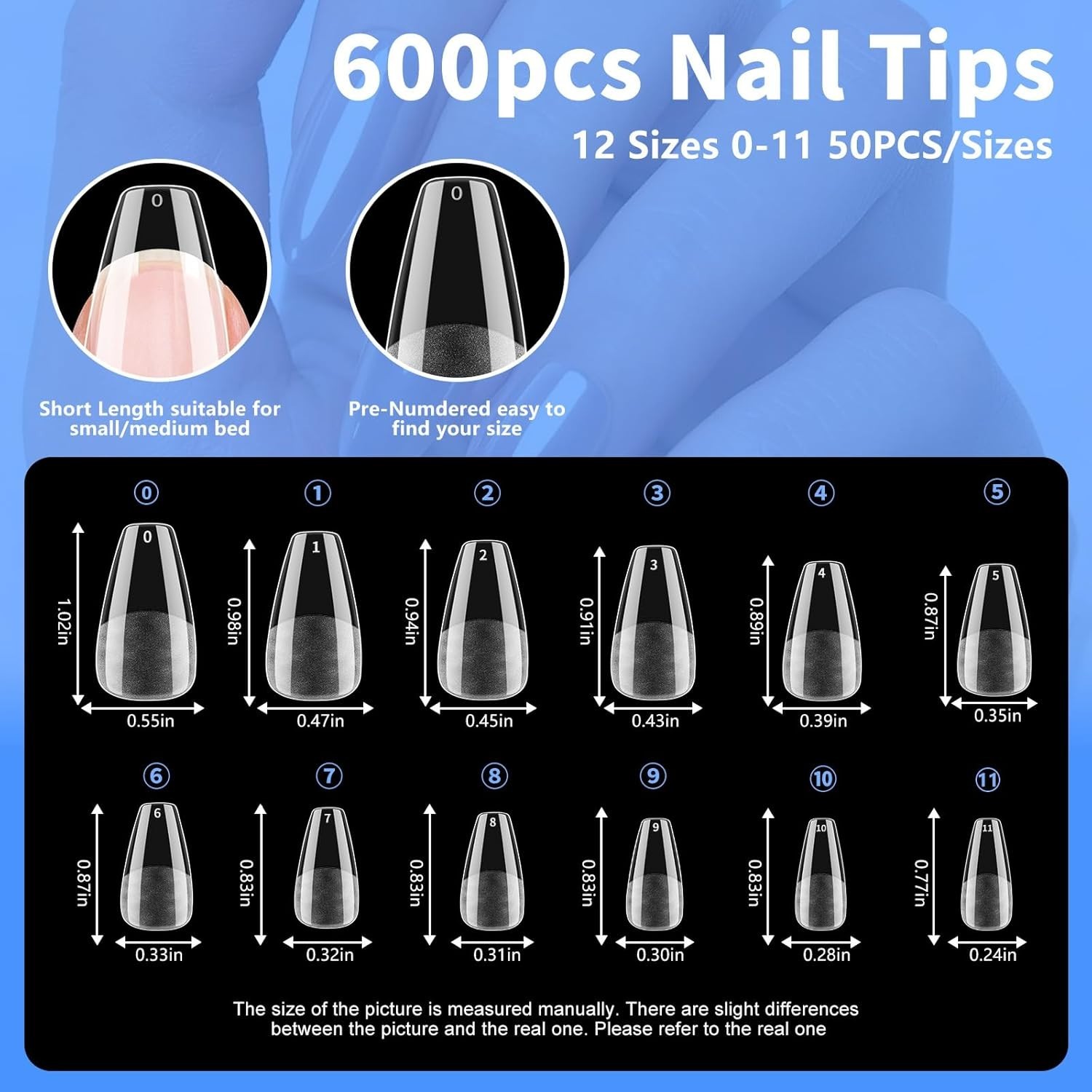 Coffin Nail Tips Press on Nails, Fake Nails for DIY Home Nail Art, Coffin Mixed