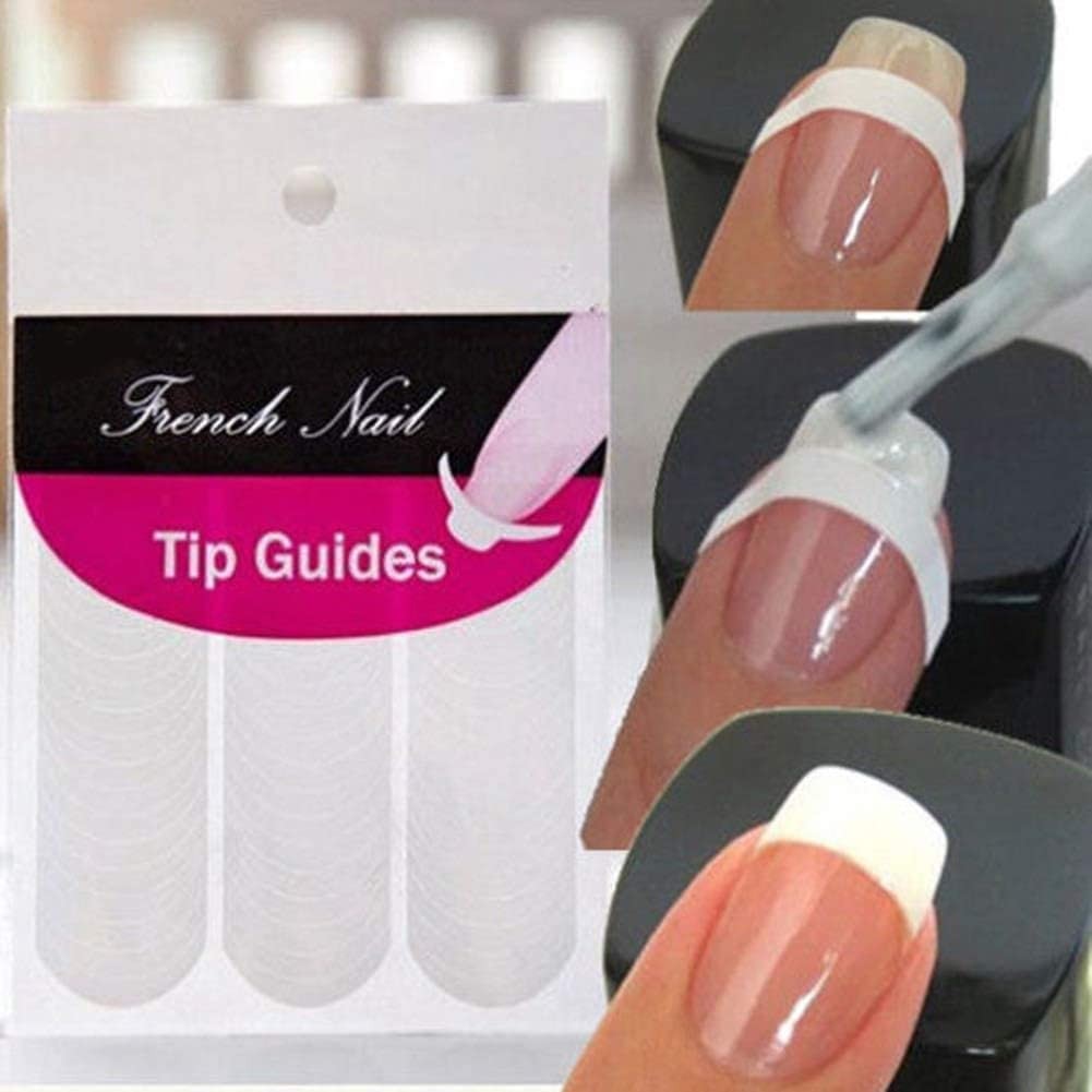 5 Packs 240Pcs French Manicure Nail Art Stickers Strips, White -Adhesive Nail…