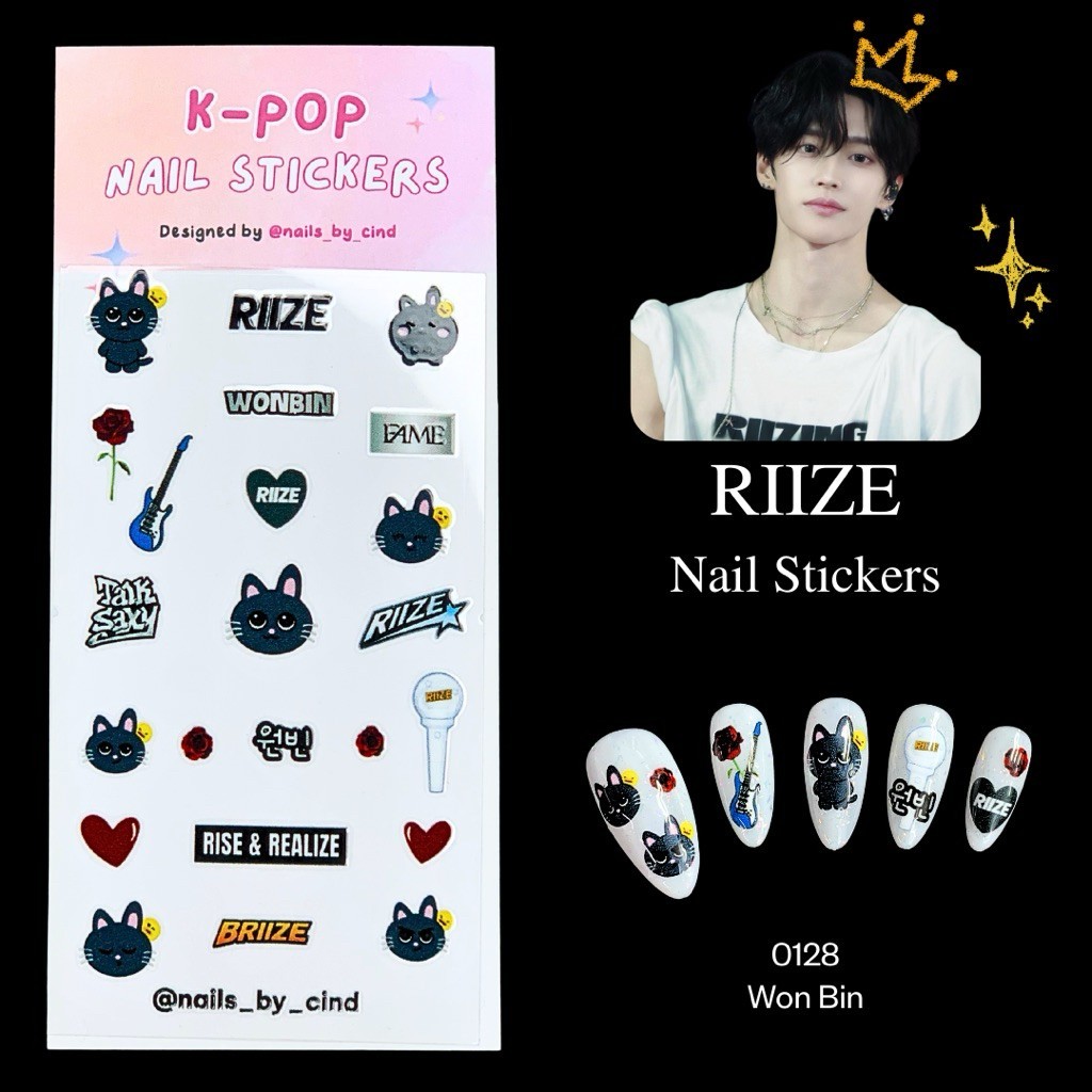 RIIZE KPOP NAIL STICKER FAN MADE KOREA STYLE SUNGCHAN WONBIN SHOTARO SOO HEE Z10