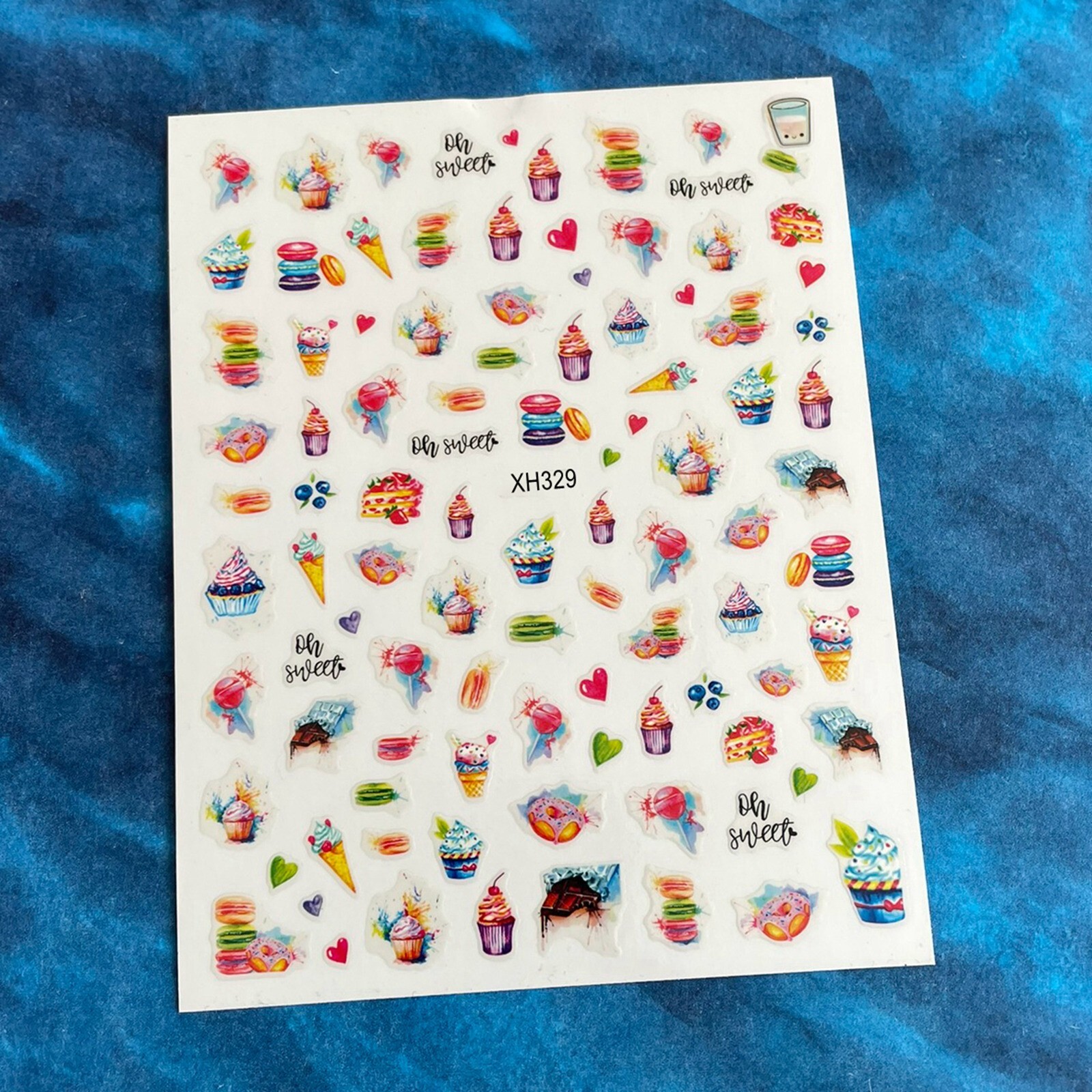 Sweet Frozen Dessert Sundae Ice Cream Fruit Shaved Ice Cool Drinks Nail Sticker